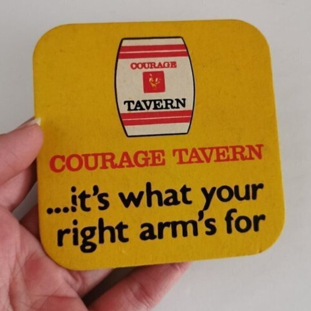 Vintage Courage Tavern Coaster Keg Bitter Beer Brewery Mat 2-Sided Breweriana